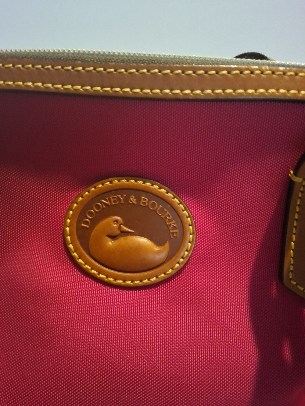 Dooney & Bourke Pink Nylon Satchel with Tan Leather Trim - Picture 2 of 14